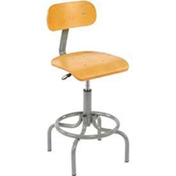 Global Industrial Swivel Stool With Pneumatic Height Adjustment, Wooden 240150